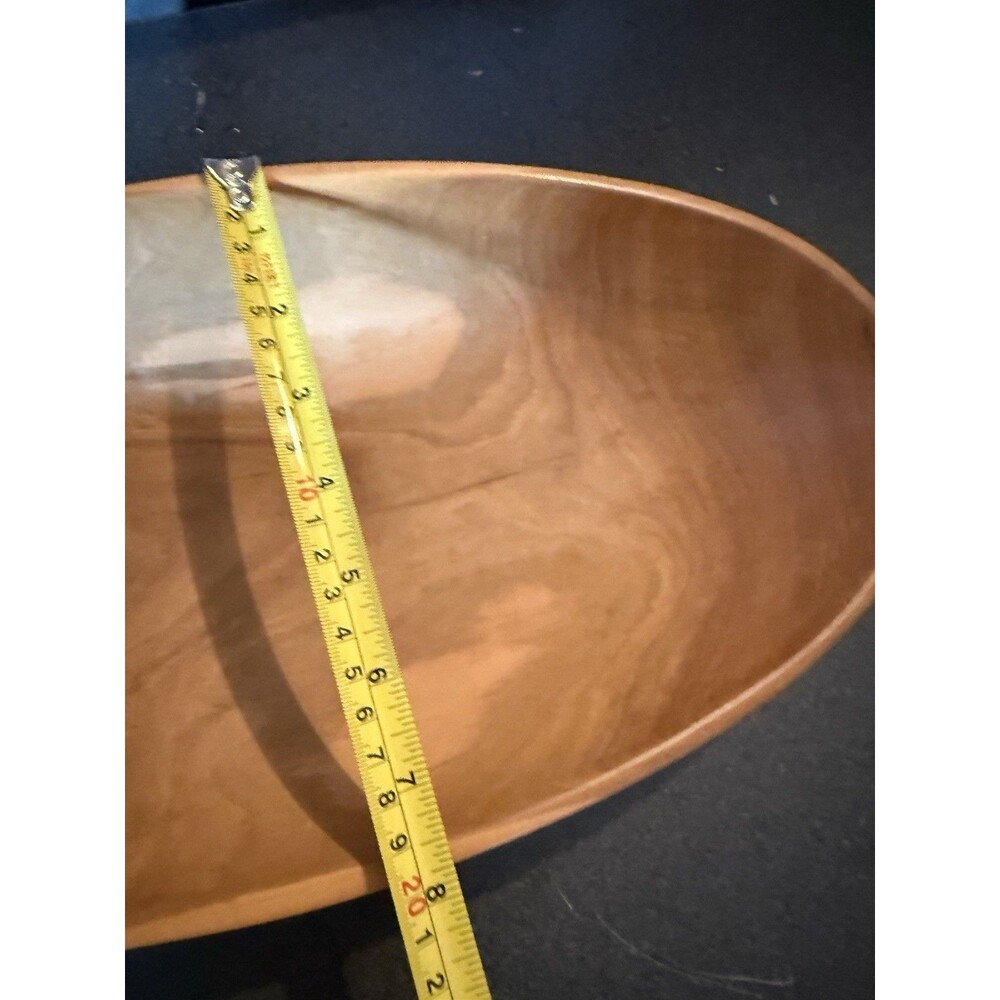 Oval Wood Grain Bowl 16 in Smooth Finish Brown Serving Dish Unknown If Real Wood - Picture 4 of 7